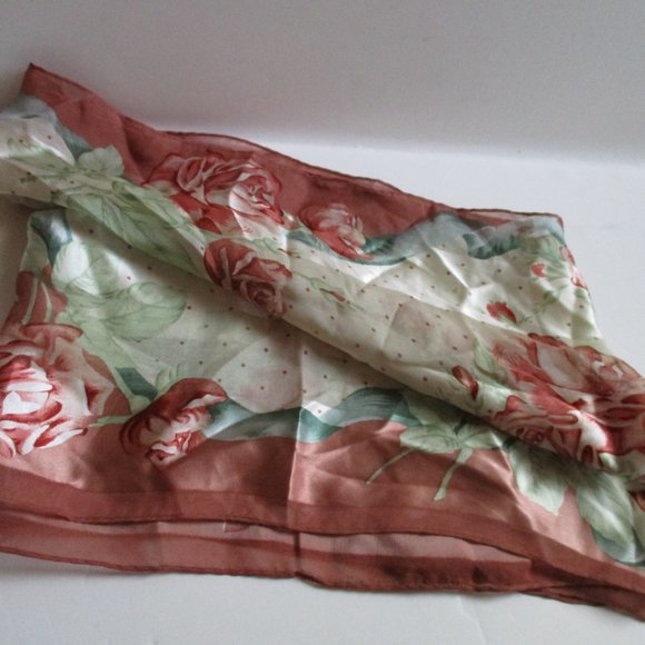 *Adrienne Vittadini Pastel Mauve, Cream and GreenSemi Sheer Floral Scarf - Picture 2 of 5